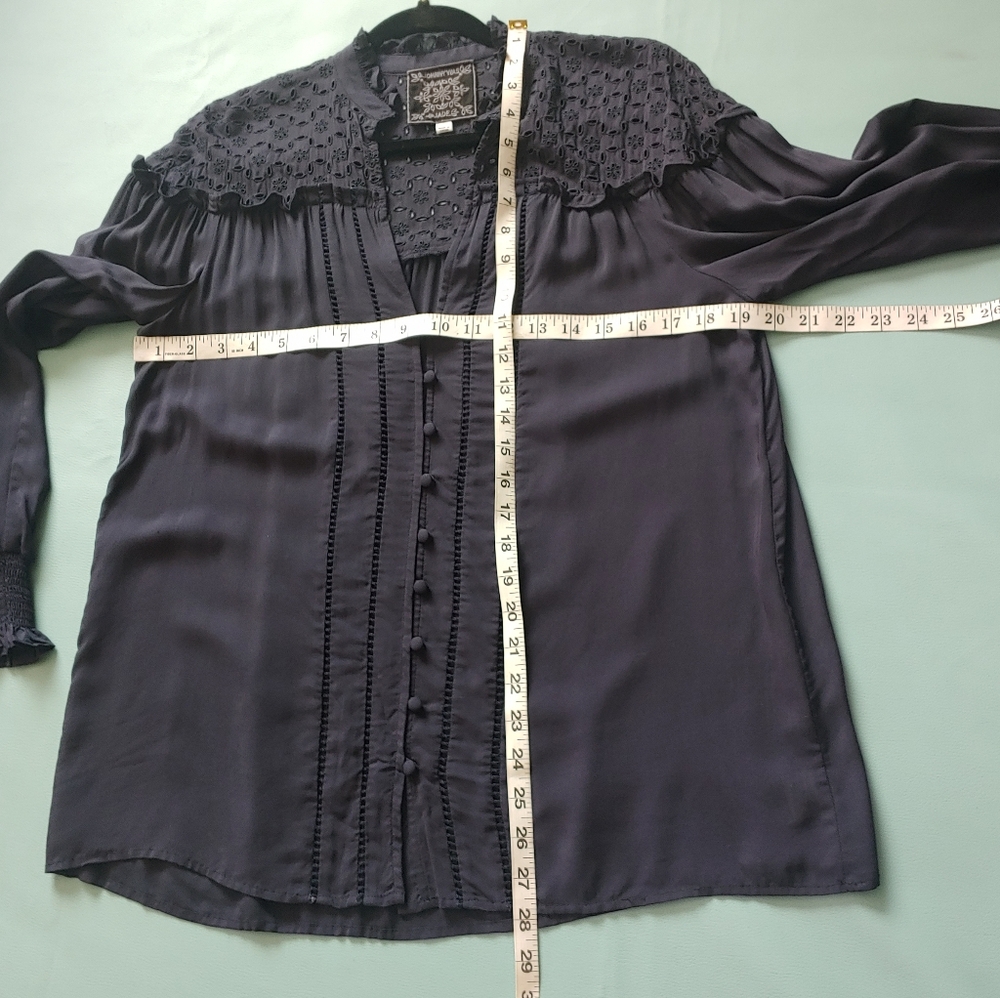 Johnny Was Eyelet Embroidered Ruffles Peasant L/S Button-Down - Picture 6 of 9